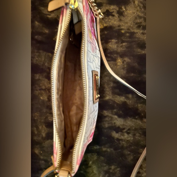 Calvin Klein Floral Embossed Leather Tassel Crossbody Bag 11”x6”x2” - Picture 7 of 7